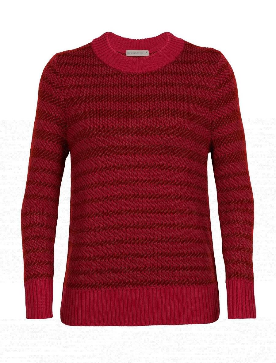 Women's Icebreaker Merino Waypoint Crewe Sweaters Cherry / Espresso | CA 1322ZUTG